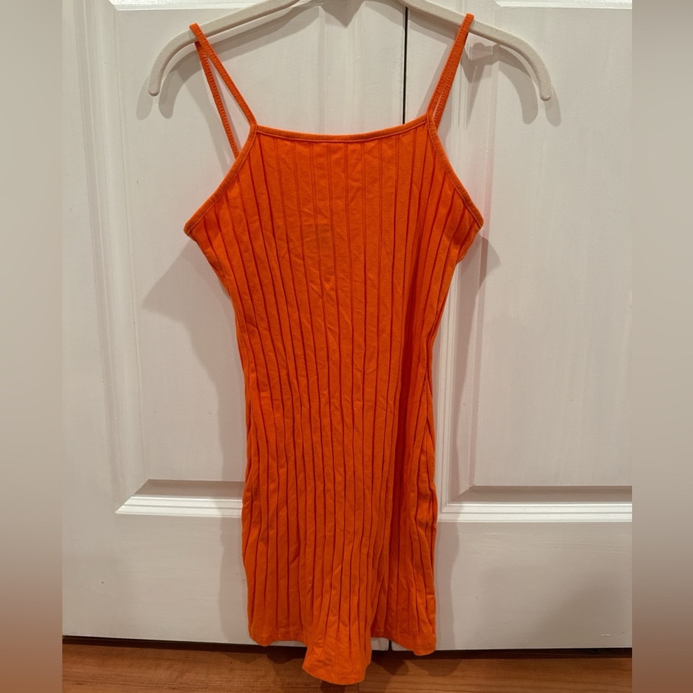 Orange ribbed dress